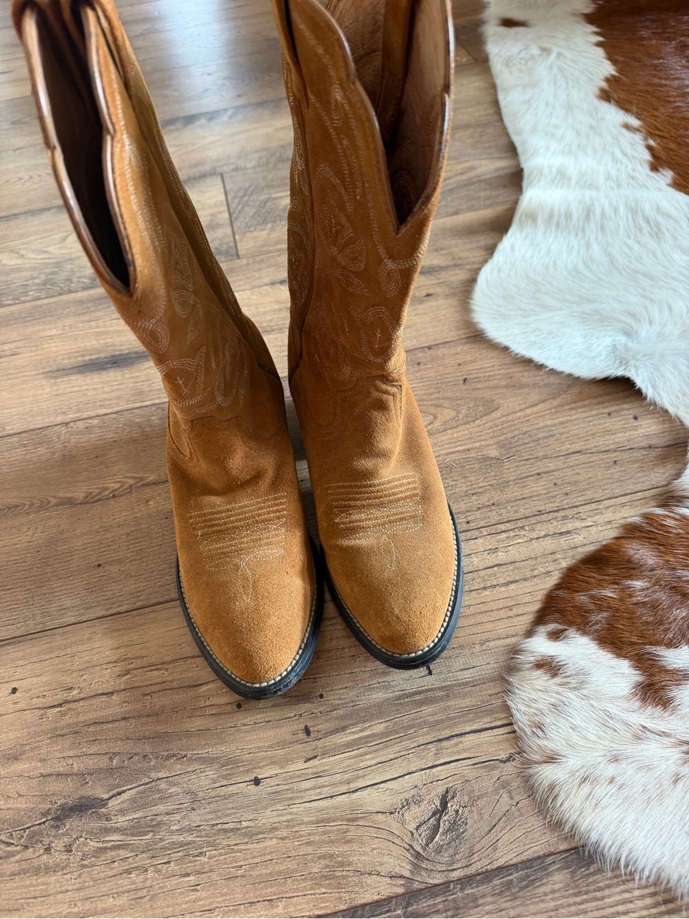 Ariat Brown Heritage Suede Western Cowboy Boot Embroidered Floral Women 7B 15713 - Picture 2 of 13